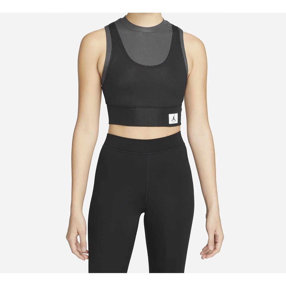 Air Jordan Women's Essentials Cropped Top Black/Gray Tight‎ Fit Lightweight M